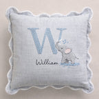 Decorative pillow with embroidered elephant and a letter and name  -  personalised baby / toddler gift.