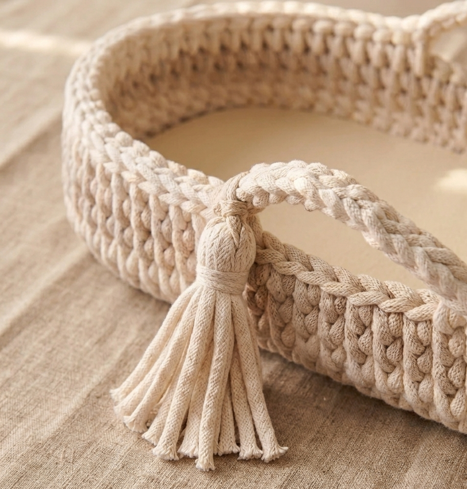 Luxury Crochet Changing Basket and Nappy Caddy