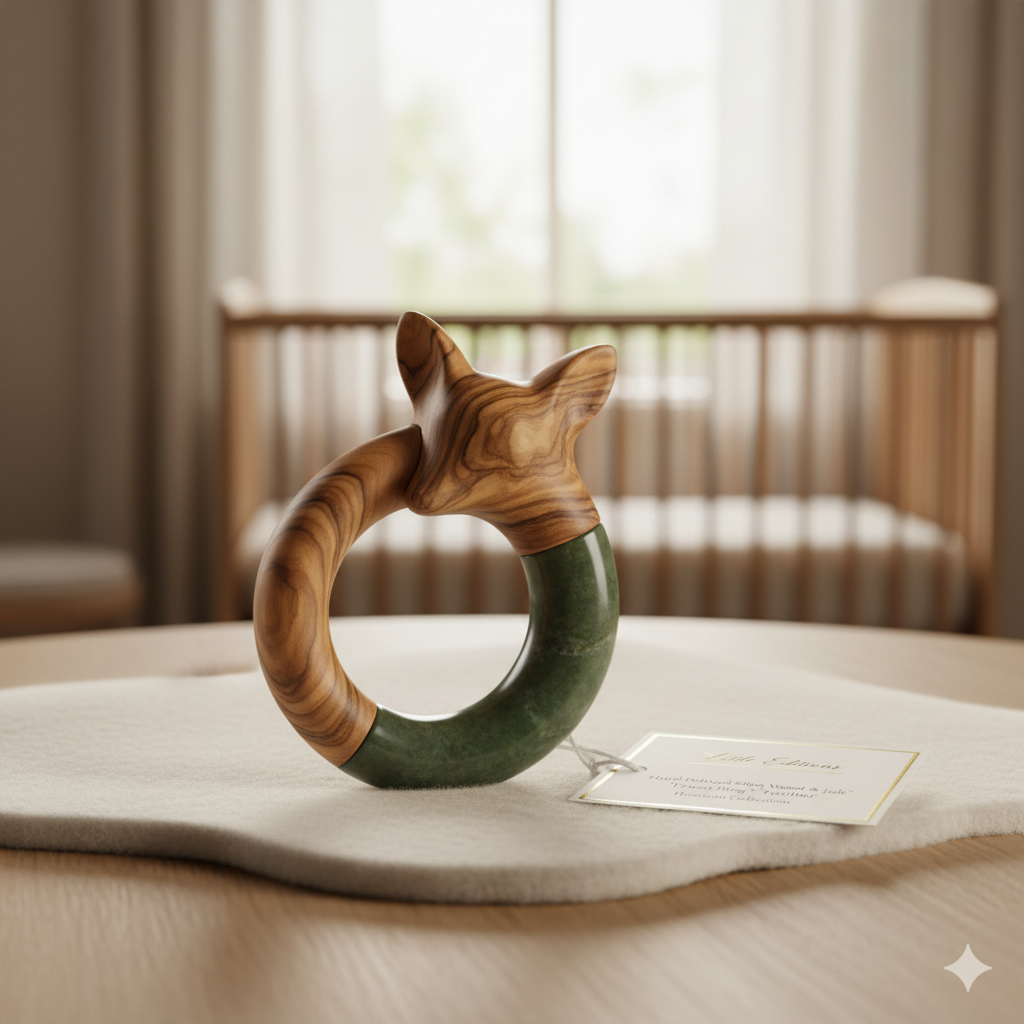 The Forest Fawn Wood & Jade Rattle