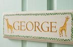 Wooden door giraffe plaque with personalised name
